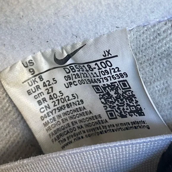 Nike Air Flight 89 'White Black' Sneakers Men's Size 9 Basketball DB5918-100 - Picture 15 of 15